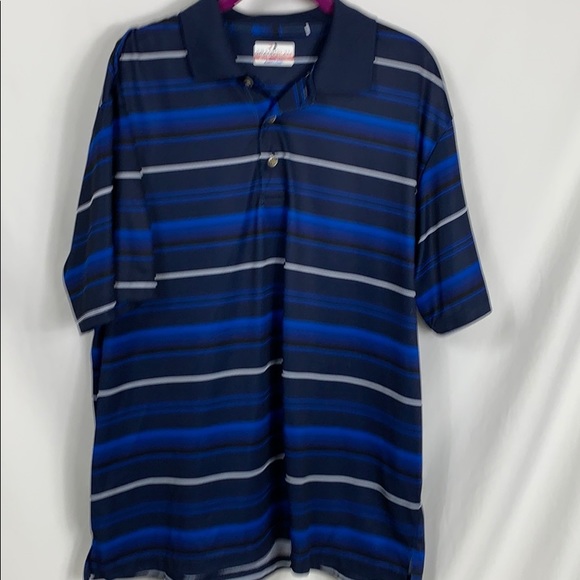 Grand Slam air-flow blues/white striped polo XL - Picture 2 of 5